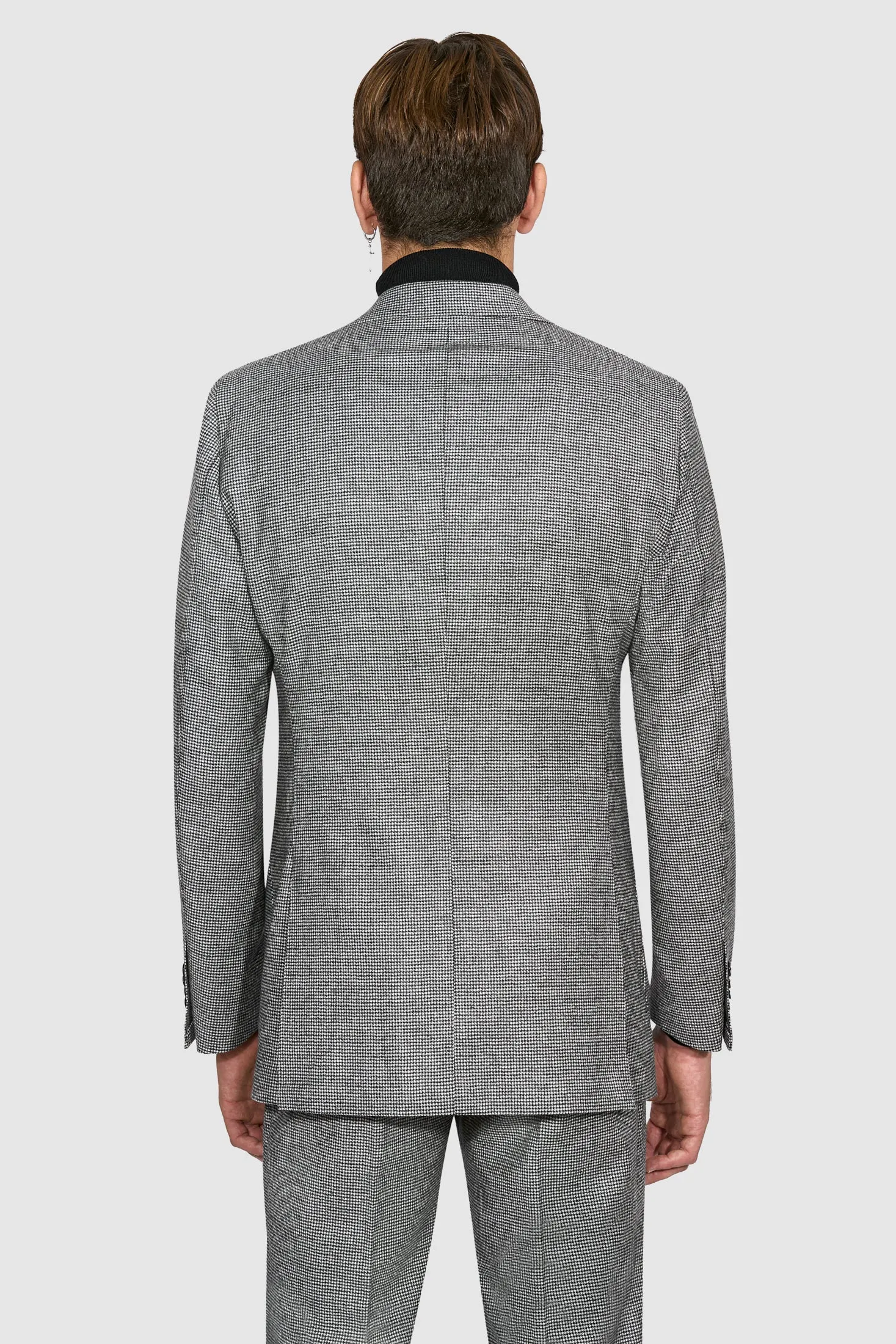 New SUITREVIEW Elmhurst White/Black Houndstooth Wool and Cashmere Loro Piana Suit - Size 42R