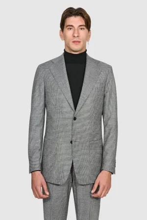 New SUITREVIEW Elmhurst White/Black Houndstooth Wool and Cashmere Loro Piana Suit - Size 42R