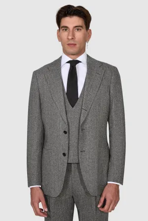 New Suitsupply Havana Tulip Mid Gray Herringbone Pure Wool 3 Piece Suit - Size 36R, 38R, 40S, 40R, 42R, 42L, 46R