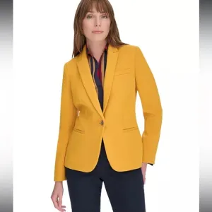 New! Tommy HilfigerWomen's One-Button Blazer Women's Yellow Blazer
