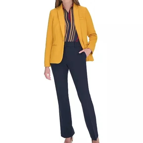 New! Tommy HilfigerWomen's One-Button Blazer Women's Yellow Blazer