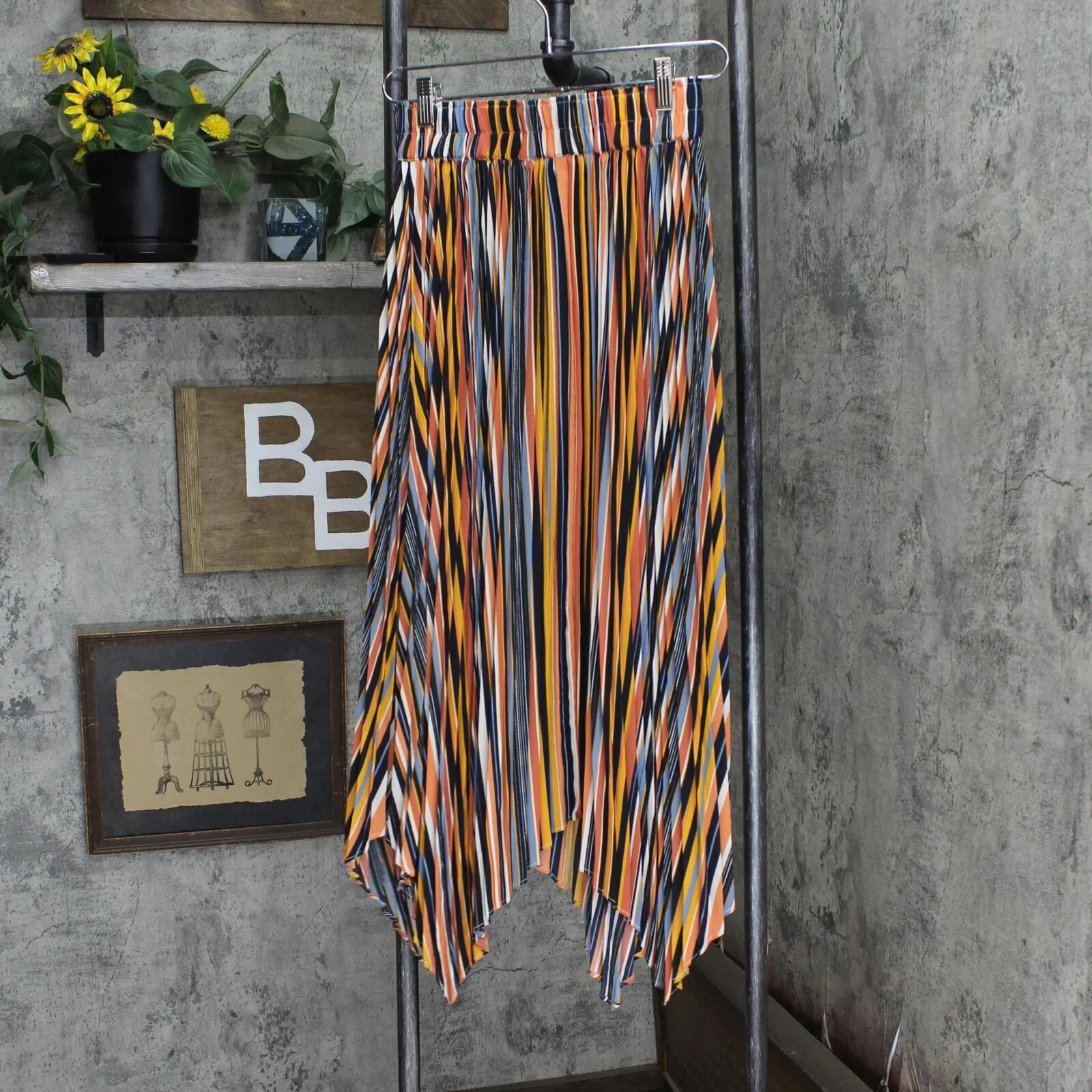 Nine West Womens Pleated Woven Asymmetrical Skirt 165f6f6b231144 Multicolor S