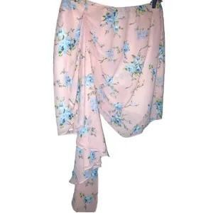 NWOT Lovers &amp; Friends Pink Floral Asymmetrical waterfall Wrap skirt Size Small