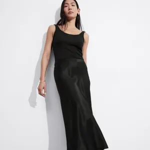 NWT &amp; Other Stories Satin Midi Skirt Black Size 8!