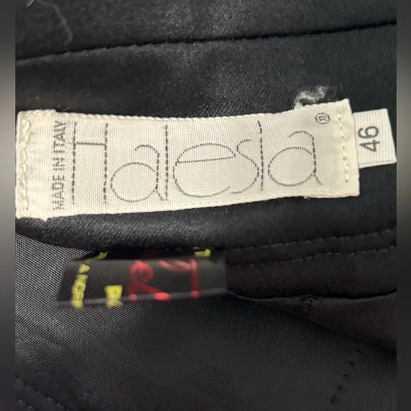 NWT Made In Italy 100% Wool Black Midi Skirt Size 12 (46) Halesia Fully Lined