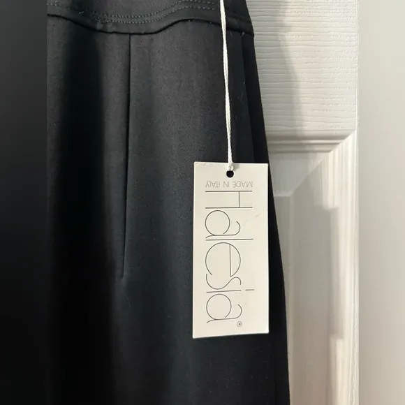 NWT Made In Italy 100% Wool Black Midi Skirt Size 12 (46) Halesia Fully Lined