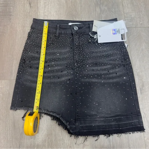 NWT Met Designed Italy Sequin Asymmetrical Jean Skirt Festival Coachella Small