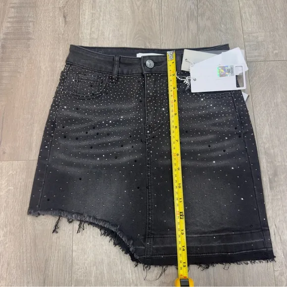 NWT Met Designed Italy Sequin Asymmetrical Jean Skirt Festival Coachella Small