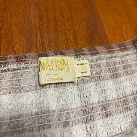 NWT Nation LTD Brown and White Gingham Smocked Midi Skirt - Size S