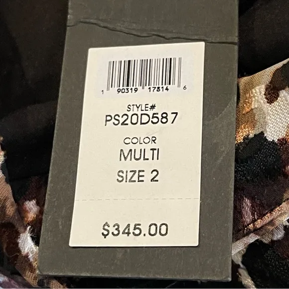 NWT! Rachel Zoe Women’s Harris Abstract Brown Black Print Ruching Dress - Size 2
