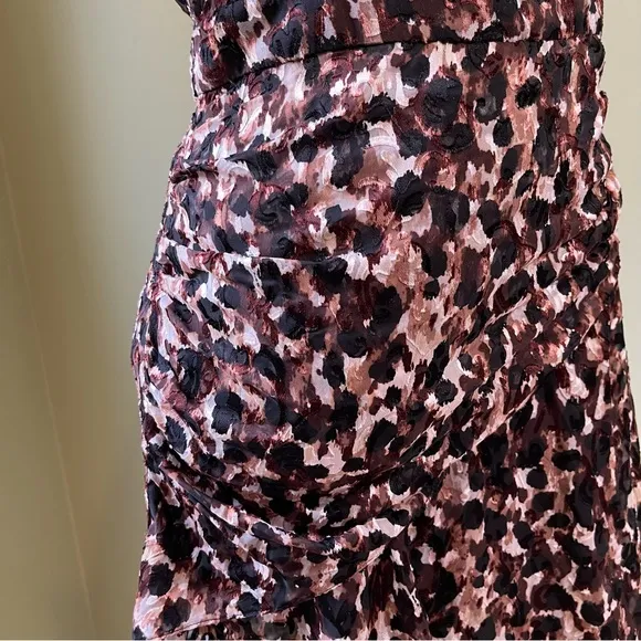 NWT! Rachel Zoe Women’s Harris Abstract Brown Black Print Ruching Dress - Size 2