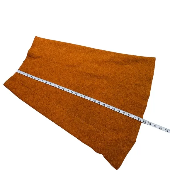 NWT Walker &amp; Co. Italian Made Orange Wool A-Line Midi Skirt - Size 42 (6 or M)