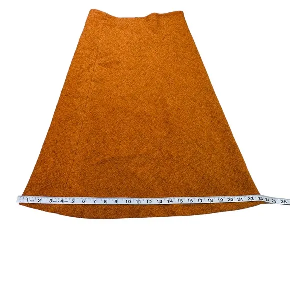 NWT Walker &amp; Co. Italian Made Orange Wool A-Line Midi Skirt - Size 42 (6 or M)
