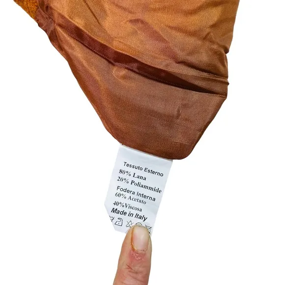 NWT Walker &amp; Co. Italian Made Orange Wool A-Line Midi Skirt - Size 42 (6 or M)