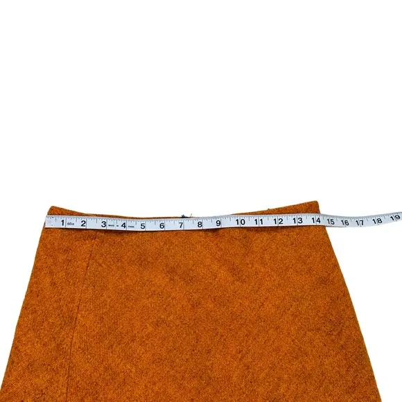 NWT Walker &amp; Co. Italian Made Orange Wool A-Line Midi Skirt - Size 42 (6 or M)