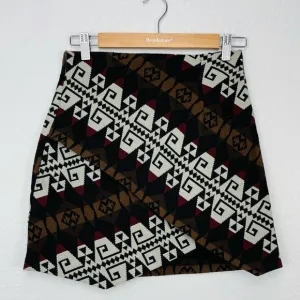 NWT ZARA BOHO SOUTHWESTERN ASYMMETRICAL FAUX WRAP MID WAIST MINI SKIRT
