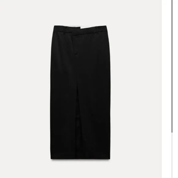 NWT ZARA MIDI SKIRT WITH SLIT BLACK