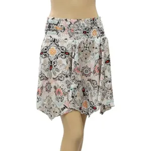 Odd Molly Anthropologie Floral Printed Smocked Mini Skirt Asymmetrical L3