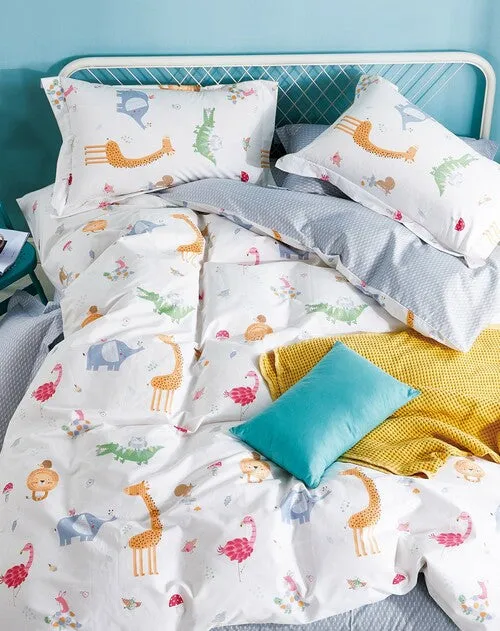Odyssey Living Kids Cotton Printed Quilt Cover Set - Zoo Friends - Single