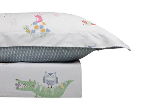 Odyssey Living Kids Cotton Printed Quilt Cover Set - Zoo Friends - Single