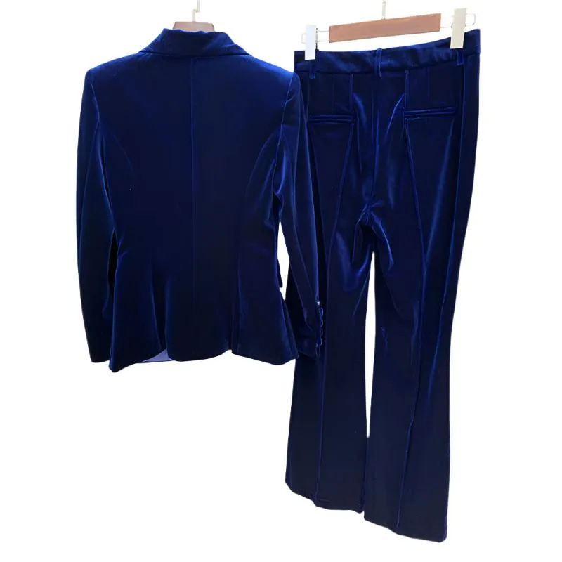 One Button Velvet Suit Set