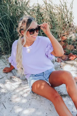 One Of The Girls Ruffle Sleeve Blouse - Lavender