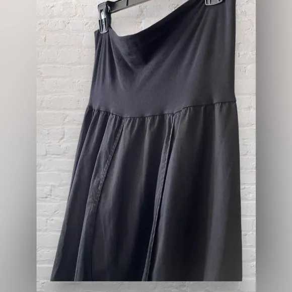 Oska Womens Lantern Skirt Sz 2 US 8-10 Black Fold Over Waist Midi Lagenlook