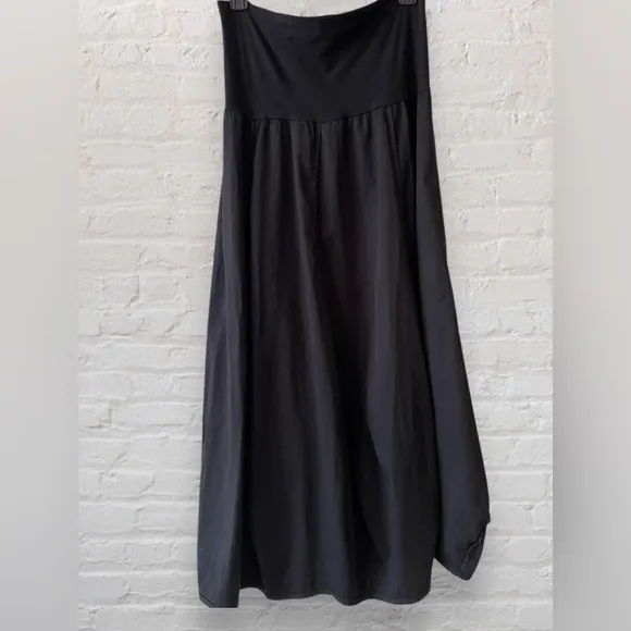 Oska Womens Lantern Skirt Sz 2 US 8-10 Black Fold Over Waist Midi Lagenlook