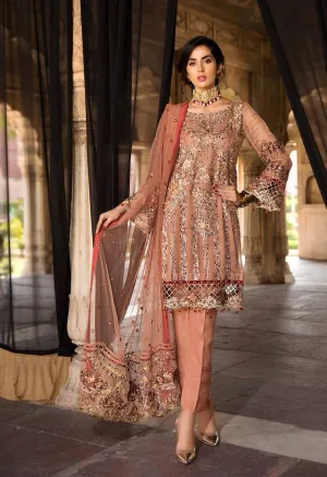 Pakistani Classic Peach Colour Chiffon Festive Wear 2019 # C1936