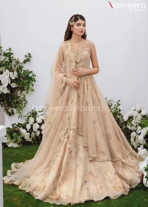 Pakistani Nude Peplum Lehenga Dress for Bride #BS622