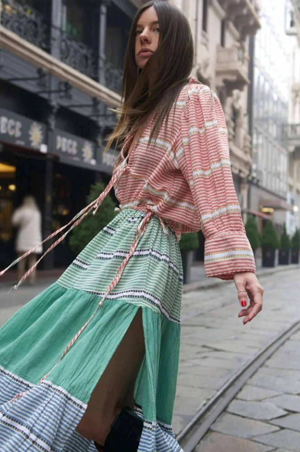 Pearl & Caviar Zakap Stripe Maxi Dress