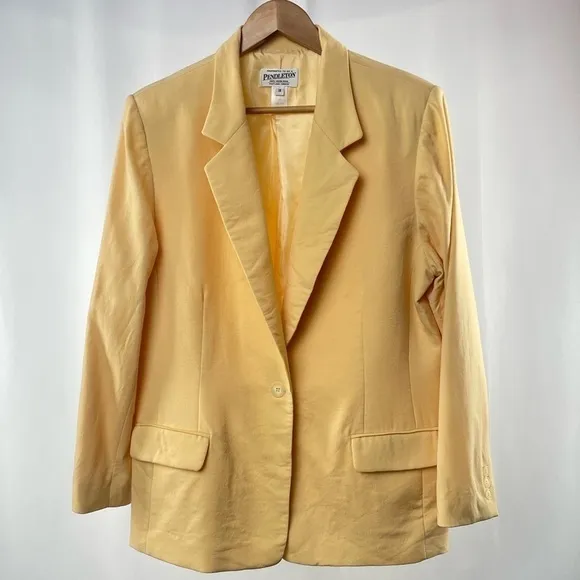 Pendleton 100% Wool One Button Blazer in Yellow Size 18