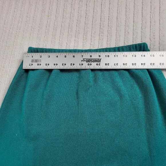 Philippe Marques Womens Knit Midi Sweater Skirt Size 14 Teal Pull-On Made in USA