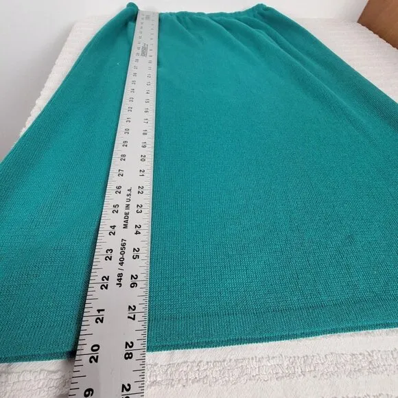 Philippe Marques Womens Knit Midi Sweater Skirt Size 14 Teal Pull-On Made in USA