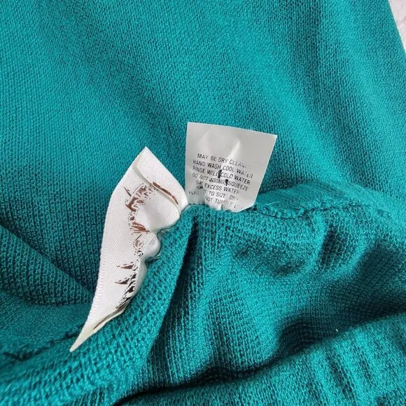 Philippe Marques Womens Knit Midi Sweater Skirt Size 14 Teal Pull-On Made in USA