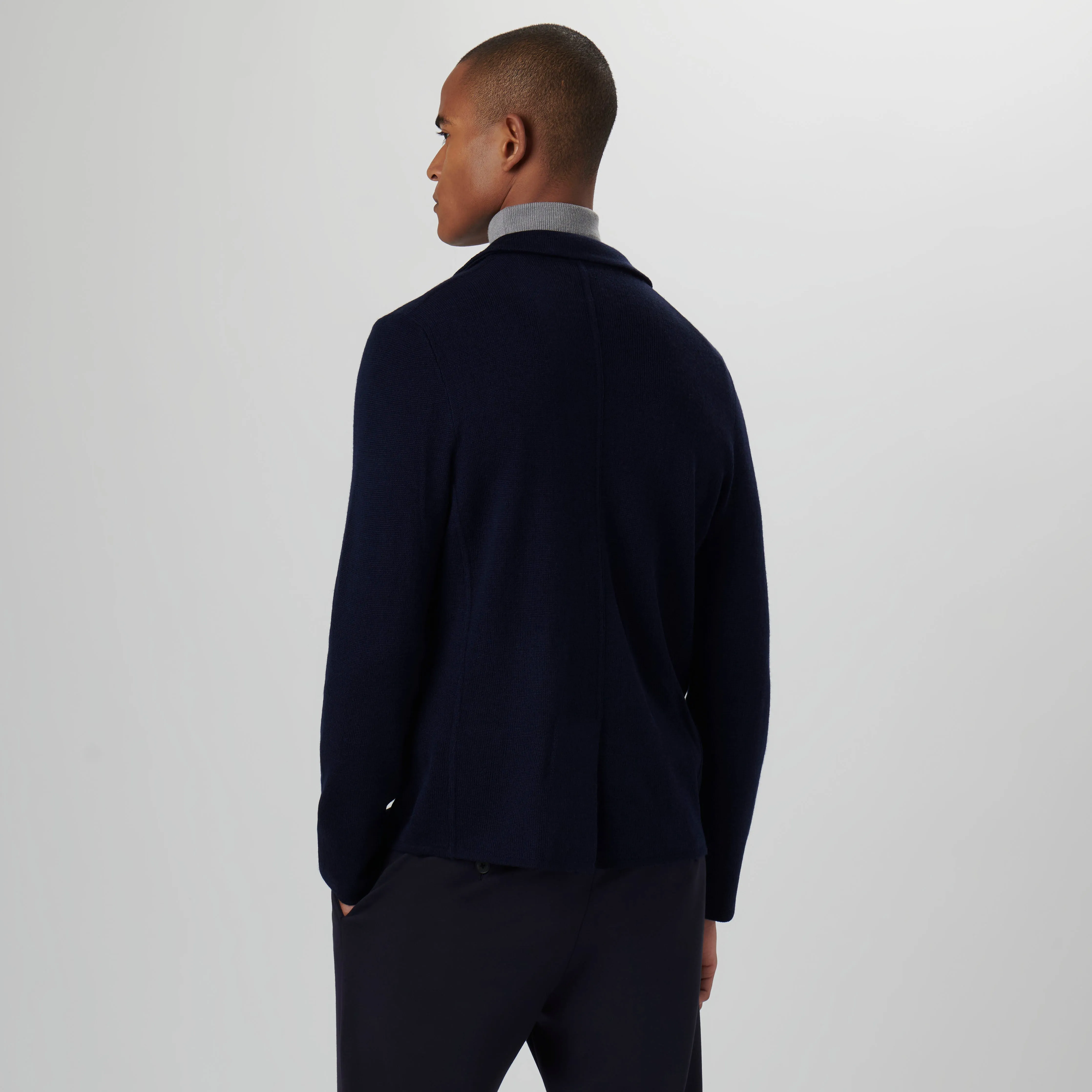 Plain Stitch Knit Blazer Sweater