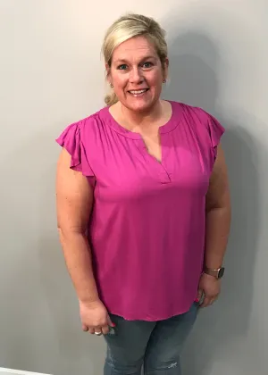 Plum Flutter Sleeve Blouse PLUS