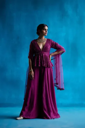 Plum Sharara Set