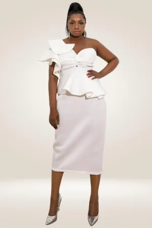 Plus Size Ruffle White Bodycon Dress