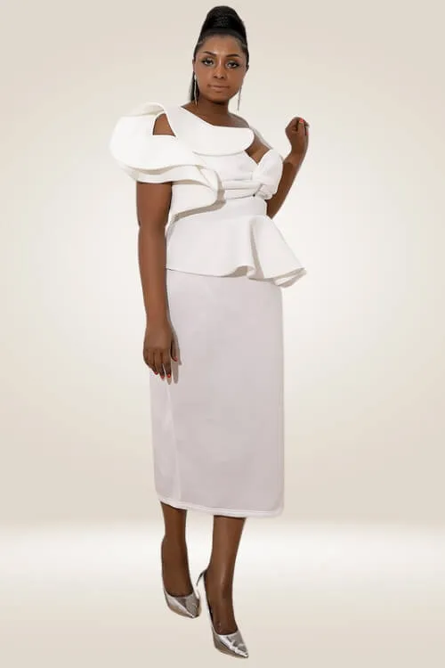 Plus Size Ruffle White Bodycon Dress