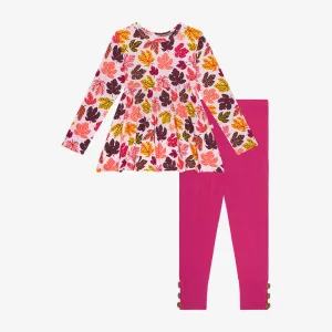 Posh Peanut Autumn-Long Sleeve Basic Peplum Top & Legging Set