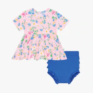 Posh Peanut Nicole Short Sleeve Basic Peplum Top & Bloomer Set
