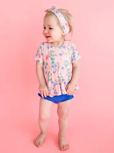 Posh Peanut Nicole Short Sleeve Basic Peplum Top & Bloomer Set
