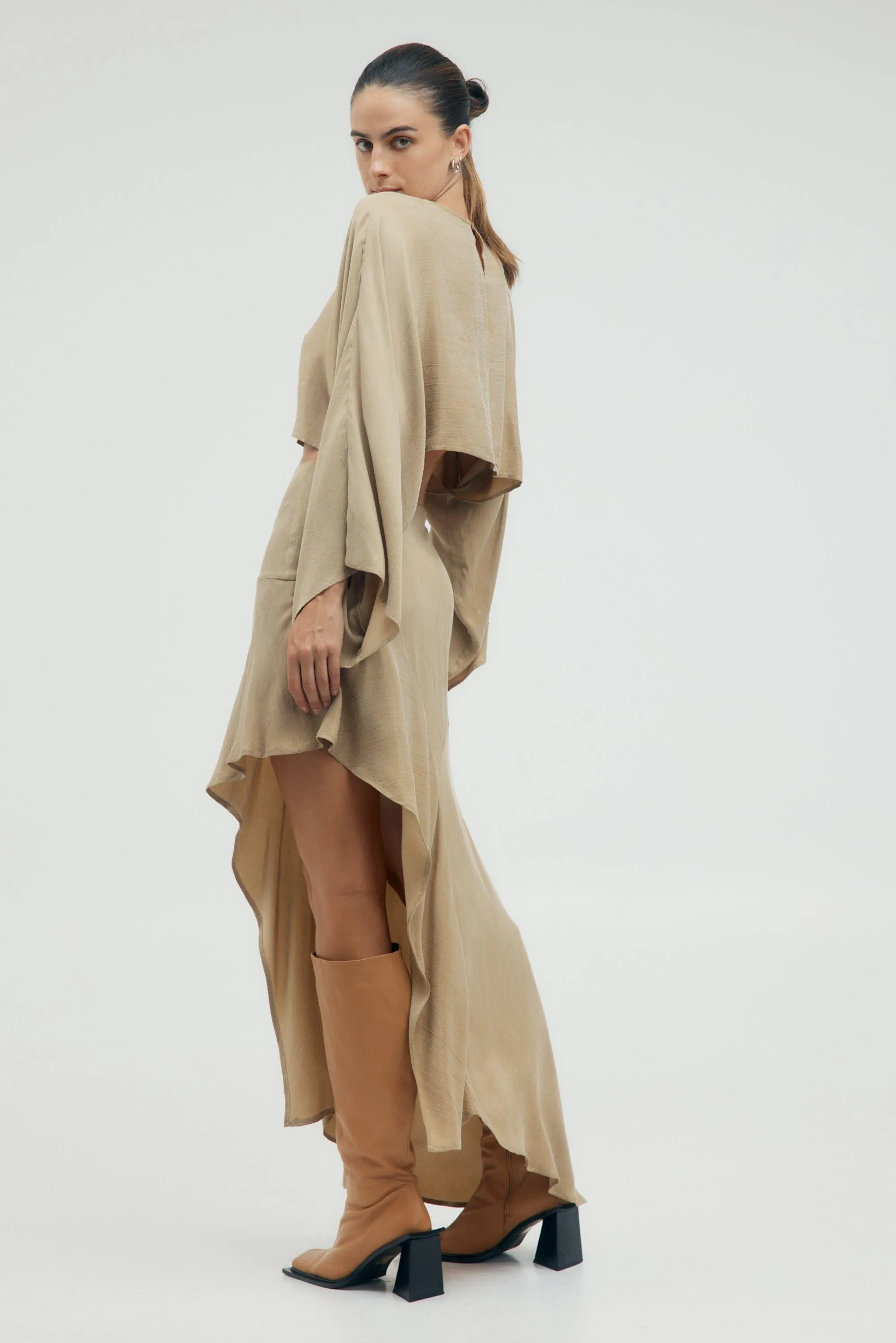 PRESSED PETALS FREE FLOW SKIRT | ALMOND