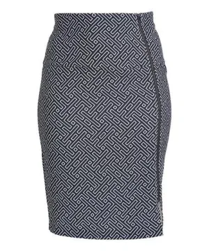 Princeton Black Labyrinth Side - Zip Midi Skirt