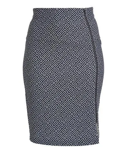 Princeton Black Labyrinth Side - Zip Midi Skirt