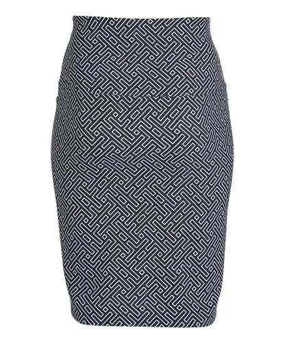 Princeton Black Labyrinth Side - Zip Midi Skirt