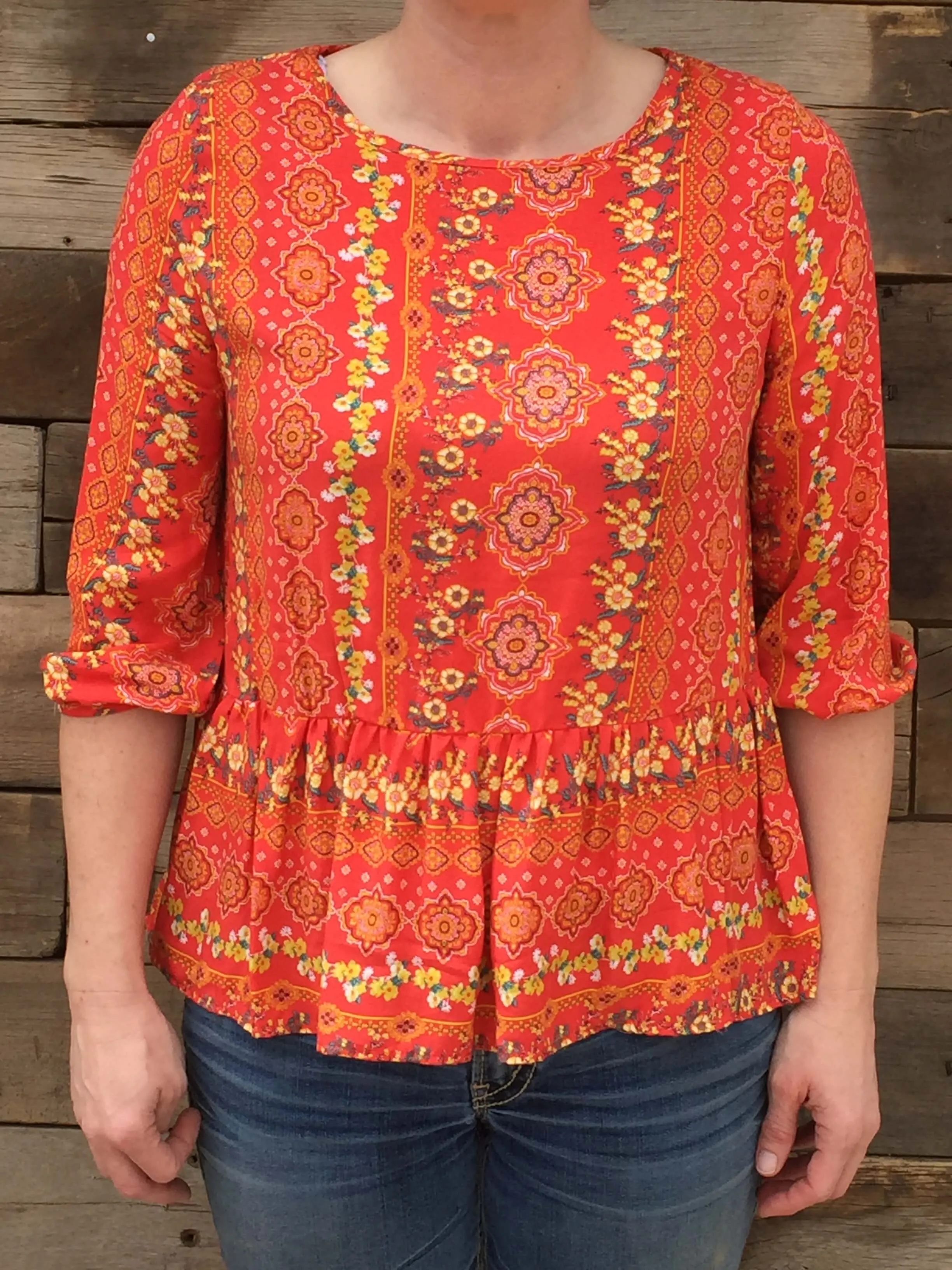 Printed Peony Blouse