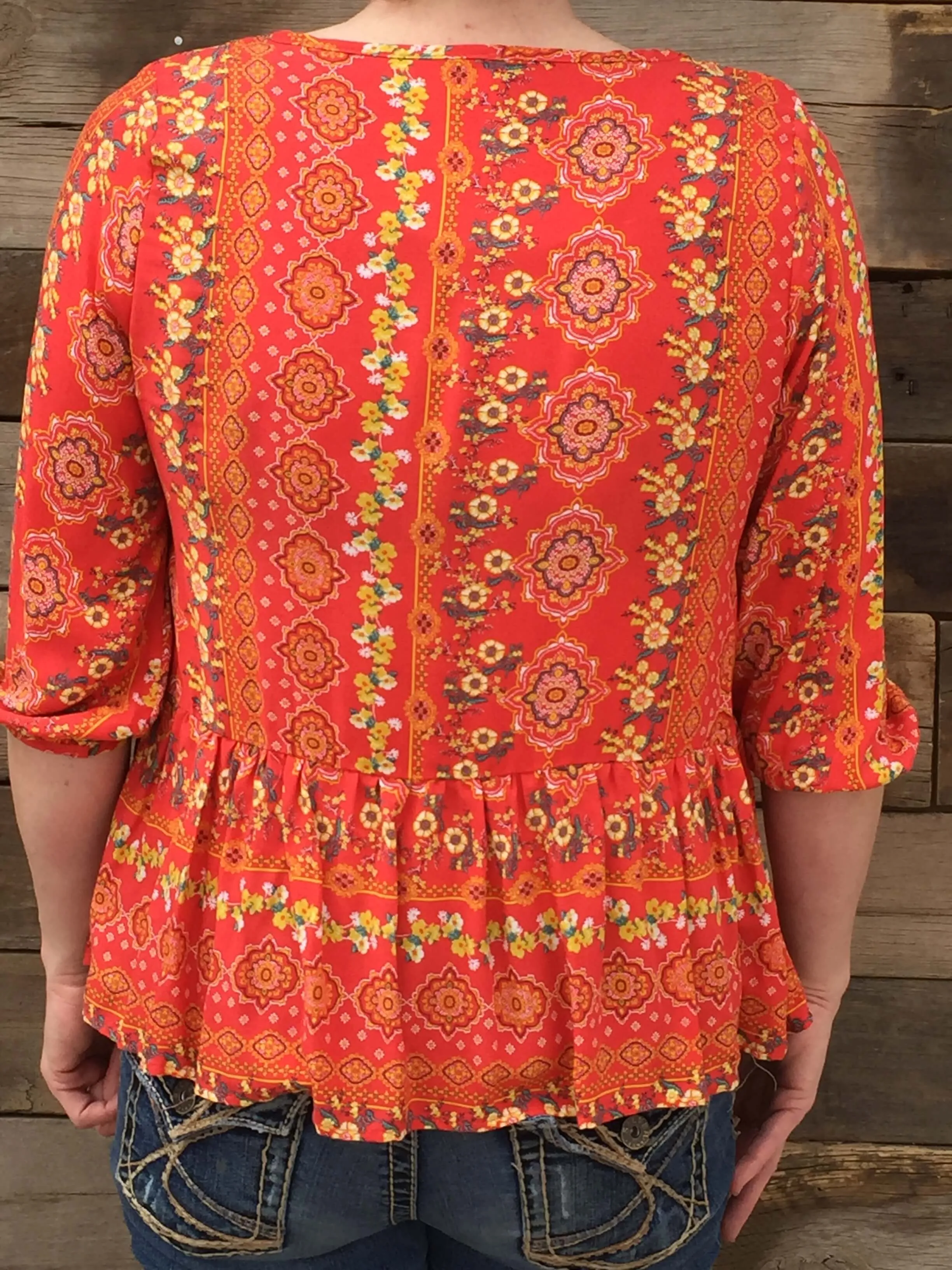 Printed Peony Blouse