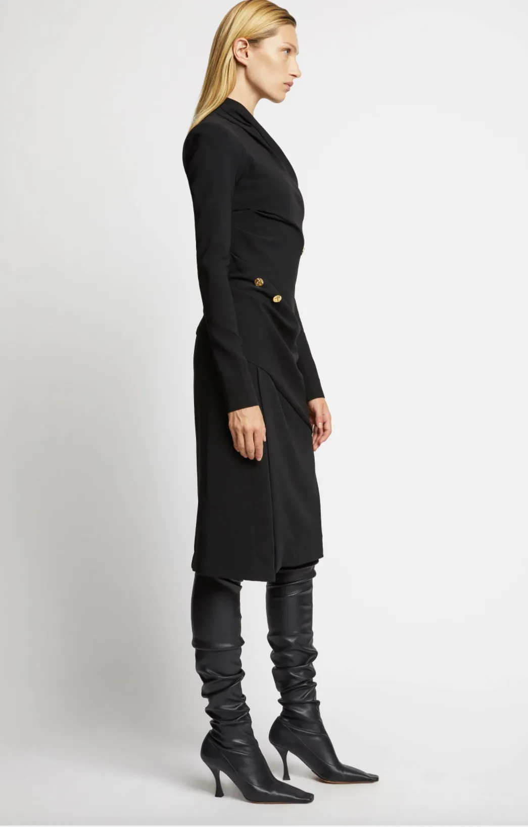 Proenza Schouler Spiral Button Crepe Dress